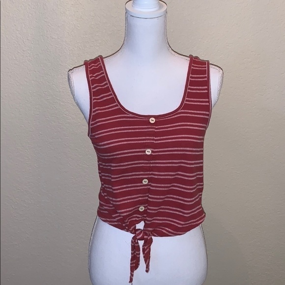 Striped crop top with front knot - Picture 1 of 4